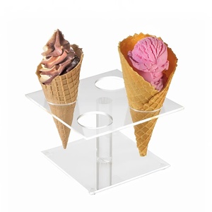 Soporte para conos de helado Soporte de exhibición de cono de gofres de 4 capas Soporte de exhibición de conos de acrílico transparente de 24 agujeros Estante de exhibición - Product Image 4