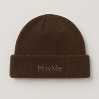 Bonnet en tricot chaud en mélange de laine avec logo personnalisé, couleur unie, pour le ski et les tenues d'hiver (vente en gros)