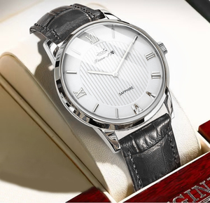 Orologio Classico da Uomo al Quarzo con Scala Romana, Impermeabile, Luminoso, Cinturino in Vera Pelle, Reloj Montre - Product Image 2