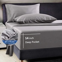 Parure de draps ajustés en lin/coton 300 fils, soyeux, respirants et rafraîchissants, de luxe, modernes, pour hôtels (vente en gros)