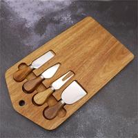 Planche à découper en bois d'acacia pour charcuterie et fromage, avec couteau à fromage doré – Nouveauté très prisée pour la maison et la cuisine