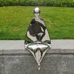 Stainless Steel Abstract Figure Sculpture Outdoor Garden Decor Mirror Finish Floor Mount Customizable Size - Product Image 3
