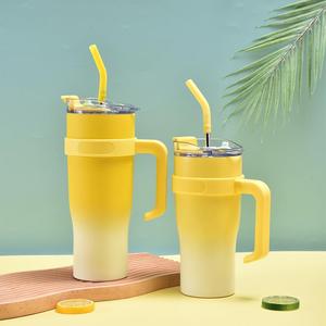 30oz và 40oz Gradient màu Tumbler với xử lý, thời trang cà phê <span class=keywords><strong>Mug</strong></span> thép không gỉ du lịch <span class=keywords><strong>Mug</strong></span> có nắp đậy và ống hút - Product Image 2