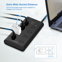Multiprise domestique anti-surtension American Standard 6/8/10 pieds, 8 prises CA, 3 ports USB, couleur personnalisable OEM, 15A 125V