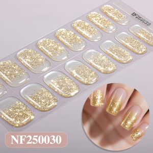 Autocollants 3D semi-durcis en gel pour ongles, motif rayures or et rose, durables, à polymérisation semi-UV, adhésifs, pour décoration d'ongles et nail art - Product Image 2
