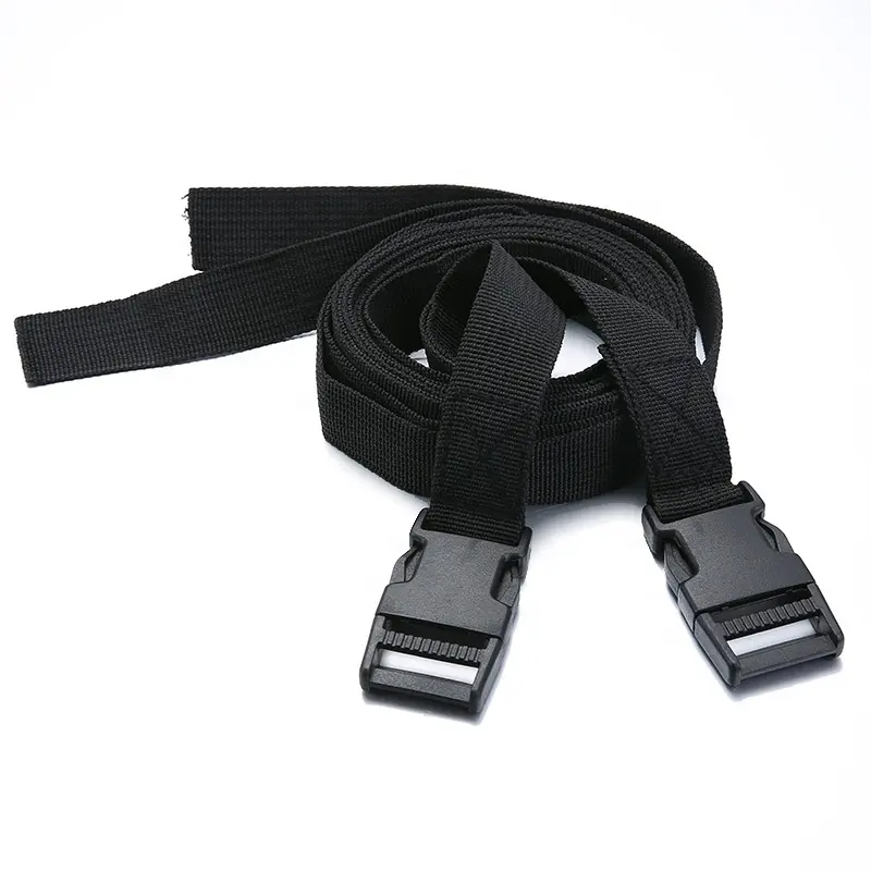 15-50mm Safety Adjustable Plastic side release buckle in black color with webbing