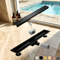 KAIXIN Grille de vidange linéaire noire mate anti-odeur en acier inoxydable 304 moderne pour salle de bain d'hôtel et maison