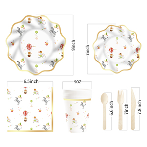 Kit de vaisselle en papier sur le thème du cirque DAMAI, personnalisé et très vendu, pour les fêtes d'anniversaire, les décorations de fêtes, les ensembles de vaisselle de fête - Product Image 6