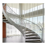 Rampe d'escalier ronde contemporaine, escalier incurvé en acier robuste, escalier en arc pour villa/duplex/appartement