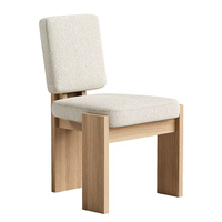 Chaise de salle à manger JP moderne en bois de chêne massif avec dossier et assise rembourrés en bouclette crème pour salle à manger et hôtel