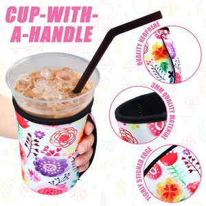 Iced <b>Coffee</b> Sleeve Custom Insulator Reusable Sleeves for <b>Coffee</b> Neoprene Cup Holder Sleeve with Handle <b>Can</b> Koozies - Product Image 2