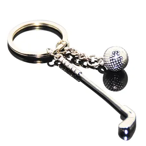 3D Mini Golf Ball Golf Club Shaped Keychain Car Key Chain Key Ring Sports Meeting Race Games Souvenir Gifts Metal Golf Keychains