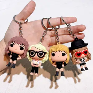 Lilangda Cartoon Children's Q-Edition Pendant Jewelry Decoration Doll Gift Silicone Singer Entertainer T Aylor Swift Keychain