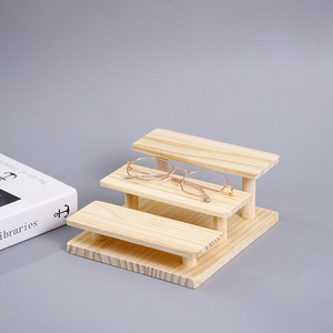 Wooden Eyewear Display Rack 3 Tier <b>Desktop</b> Storage <b>Shelf</b> For Glasses Living Room Organizer Durable Tree Material - Product Image 3