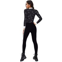Costume de pantalon formel d'Halloween Costume de fête en spandex imprimé noir et blanc