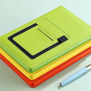 Custom A5 Leather Journal Notebook Cover with Portable Phone Pocket Card Holder Education/Agency/Insurance <b>Paper</b>-for Promotions - Product Image 4