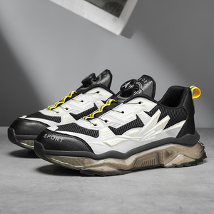 Chaussures pour hommes, baskets de course épaisses en cuir de créateur noir pour hommes, logo personnalisé, chaussures décontractées sans logo pour hommes 2024 - Product Image 1