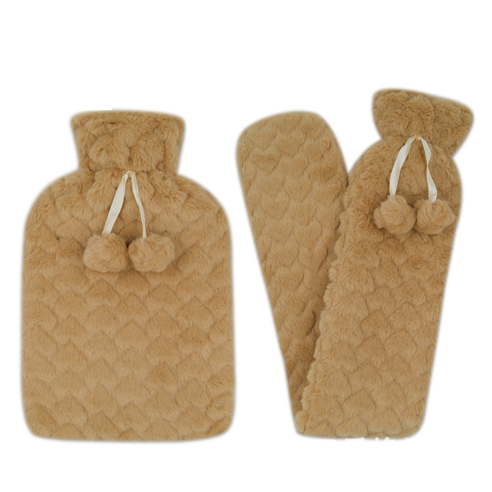 leak proof rubber hot water bottle 2l with soft plush cover