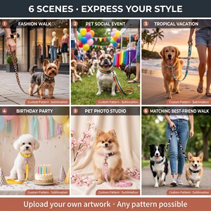 Conjunto <span class=keywords><strong>de</strong></span> Collar y Correa para Perro con Diseño Personalizado y Estampado por Sublimación, Correa Ajustable <span class=keywords><strong>de</strong></span> Poliéster para Perros Pequeños, Medianos y Grandes, Logotipo Personalizado - Product Image 3