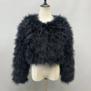 Classic Design Fluffy and Soft <strong>Wedding</strong> <strong>Jackets</strong> <strong>Women</strong> Turkey Feather <strong>Jacket</strong> - Product Image 4