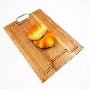 Planche à découper en bois d'acacia 38,4x25,5x1,5cm rectangulaire avec rainure pour cuisine, pique-nique, camping - Product Image 2