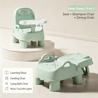 Chaise de bain antidérapante 4-en-1 Jade pour bébé, siège d'apprentissage et de repas pour la maison et la salle de bain, couleurs : Vert haricot, Crème, Rose, Gris brume, Blanc crème