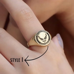 Mới Sáng Tạo Quân Đội Hoa Kỳ Và Không Quân Logo Người Đàn Ông Của Và Phụ Nữ Của Nhẫn Chất Lượng Cao 18K Vàng Mạ Vàng Và Rose Gold Nhẫn - Product Image 5