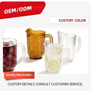 เหยือกพลาสติกอะคริลิคพร้อมฝา PC ใสเหยือกน้ำทำมือสำหรับร้านอาหารถ้วยชาน้ำผลไม้และไวน์ - Product Image 3