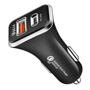 热卖批发通用汽车充电器适配器双端口QC 3.0 USB汽车充电器手机定制标志2024 Dropship