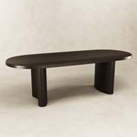 Ensemble table et chaises en bois moderne, style nordique, restaurant, 8 places, table à manger rectangulaire en chêne et noyer, pieds noirs, luxe