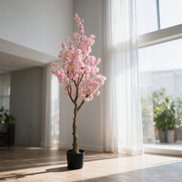 Arbre artificiel réaliste en fleurs de cerisier blanc et rose en plastique, en pot, toucher naturel, écologique, durable, résistant aux UV, pour mariage et fête