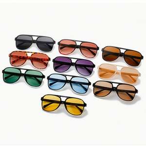 Lunettes de soleil pilote à grande monture couleur bonbon pour hommes et femmes, avec logo personnalisé, double pont, forme carrée - Product Image 6