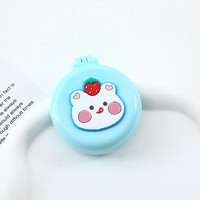 Set sisir cermin pijat hewan kartun bentuk bulat cokelat kuning putih biru ungu merah muda 6.5cm