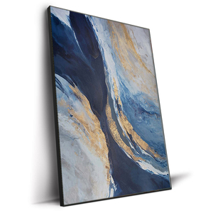 Peinture murale abstraite 3D de grande taille peinte à la main, toile encadrée, texture épaisse, <span class=keywords><strong>vague</strong></span> bleue de la <span class=keywords><strong>mer</strong></span>, plage blanche - Product Image 6