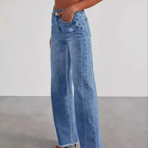 <span class=keywords><strong>Pantalones</strong></span> de mezclilla de alta calidad <span class=keywords><strong>Pantalones</strong></span> vaqueros de pierna ancha largos al por mayor <span class=keywords><strong>Pantalones</strong></span> de mezclilla oscuros Premium para mujeres <span class=keywords><strong>Pantalones</strong></span> diarios - Product Image 1