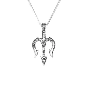 Cross-border Market Boutique necklace Hip Hop Stainless Steel necklace Pendant Poseidon Trident titanium steel pendant necklace