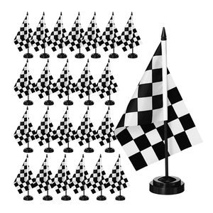 Bandera de escritorio de <span class=keywords><strong>carreras</strong></span> a cuadros resistente a la decoloración y de colores vivos con poste base para oficina o espacio de trabajo de entusiastas de las <span class=keywords><strong>carreras</strong></span> - Product Image 1