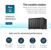 DS1525+ DiskStation NAS 8 Go de RAM ECC extensible jusqu'à 15 baies pour le stockage de données des petites entreprises
