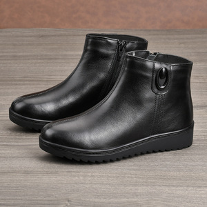 Botas de Tobillo de Cuero Suave con Suela Gruesa para Mujer, Forradas y Cálidas para Invierno, Impermeables, Antideslizantes, Casuales, Talla 36 - Product Image 1