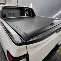 Couverture de benne à rouleaux rétractable manuelle noire en alliage d'aluminium pour Ford Ranger Wildtrak T9