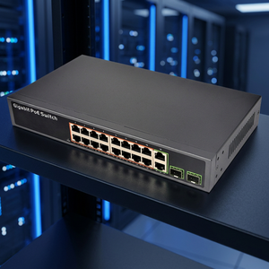 สวิตช์ PoE กิกะบิต 16 พอร์ต พร้อมพอร์ตคอมโบ SFP/RJ45 2 พอร์ต ขนาด 19 นิ้ว สำหรับติดตั้งบนแร็ค IEEE 802.3af-at กำลังไฟรวม 150 วัตต์ รองรับ VLAN SNMP QoS - Product Image 2