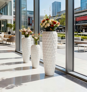 <b>Large</b> Luxury Vase Relief Carvings Flower Pot FRP Planter for Home Living Room Garden Wedding Centerpieces Decor Resin Crafts AT- - Product Image 1