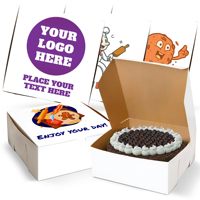 Boîtes de boulangerie personnalisées imprimées - 12 x 12 x 5 cm, boîtes blanches personnalisables pour gâteaux, biscuits et tartes avec logo