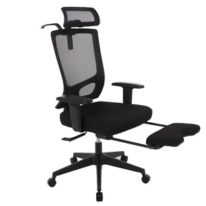 HENGLIN sedia da ufficio comoda con schienale alto in rete nera dal Design moderno con poggiapiedi