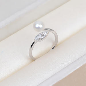 Anillo Abierto Estilo Hoja de Plata S925 para Mujer, Ajustable, Accesorio DIY para Dedos, Soporte Vacío para Perlas, Joyería Moderna de 22 mm - Product Image 4