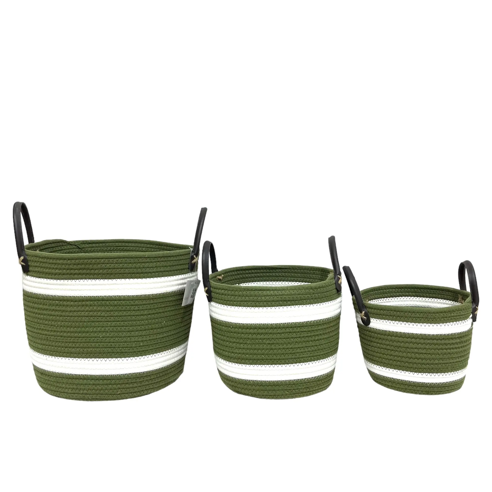 Best Price Hand Woven Storage Craft Bins Cotton Rope Wicker Laundry Basket With Handles For Home Storage
