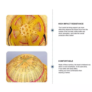 หมวกกันน็อคน้ำหนักเบาสำหรับผู้ชายหมวกไม้ไผ่หนาระบายอากาศทนทานไซต์ก่อสร้างงานเหมืองใต้ดินใส่สบาย - Product Image 4