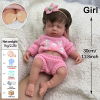 30cm Vollkörper Weichsilikon Kleine Reborn-Puppe Künstlerisch Geformte Lebensechte Kleinkind-Puppe mit Mikro-Eingefasster Haarstruktur Modepuppe Spielzeug