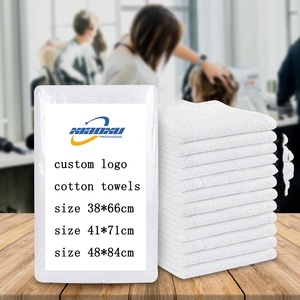 Fabricant de salle de sport, de spa et de soins capillaires à domicile, serviettes 100% coton épaisses grises et blanches, serviettes de salon résistantes à l'eau de Javel - Product Image 2