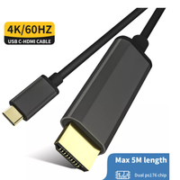 Conector usb c a hdmi 4k chapado en oro, 1m, 2m, 3m, tipo c a hdmi 4k @ 60hz
